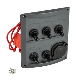 Панель бортового питания 5 переключателей, разъем прикуривателя, предохранители (10160-BK)